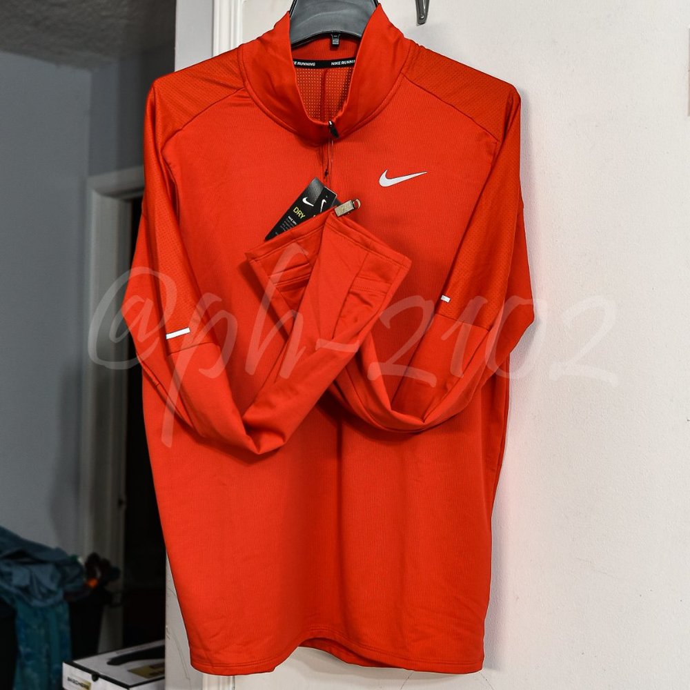 Nike Dri-FIT Men's 1/2-Zip Running Top RED - Picture 5 of 8